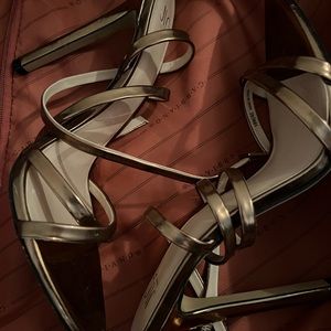 Jlo bronze strap heels